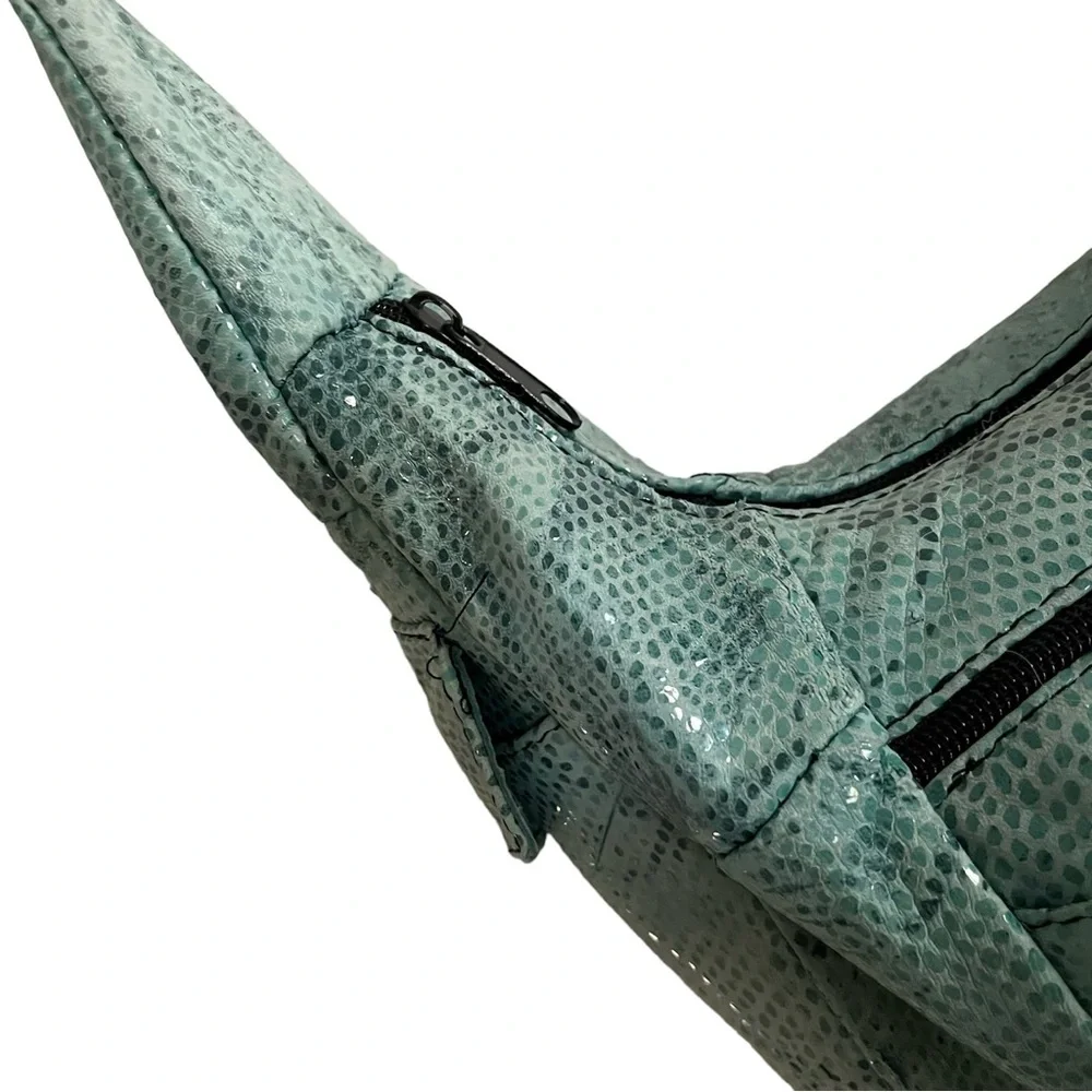 Mint Snakeskin Print Hobo Bag w Silver Sprinkle of Shimmering Fairy Dust Perfect